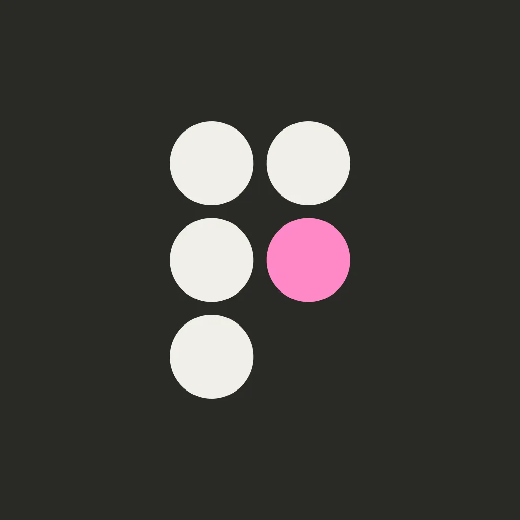 The Plot app icon: five dots forming a P, one in pink, on charcoal
